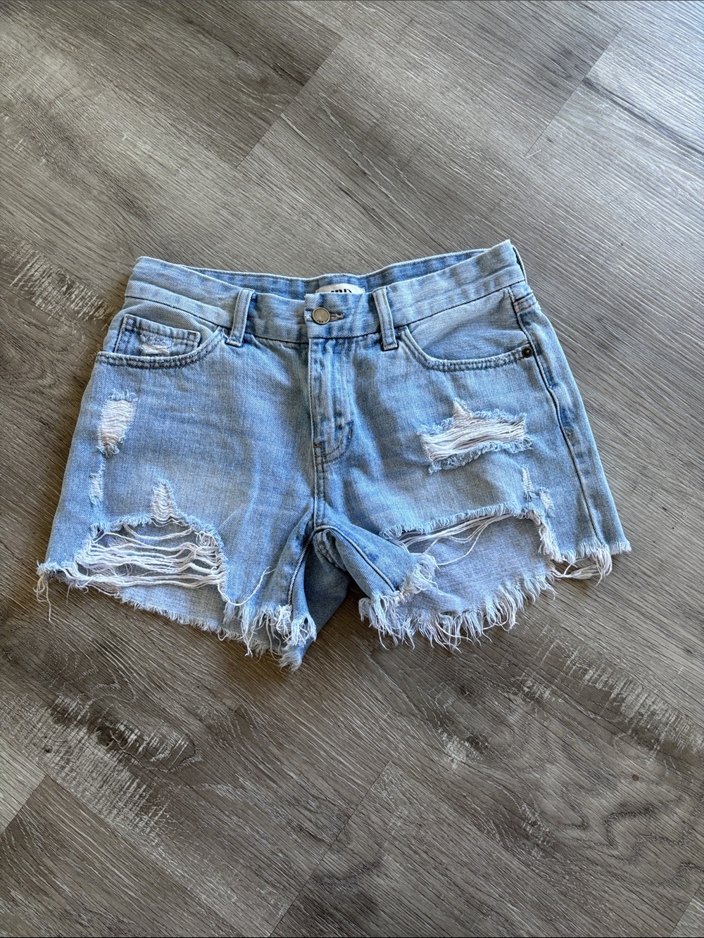 Just Black Light Blue Distressed Denim Cutoff Shorts